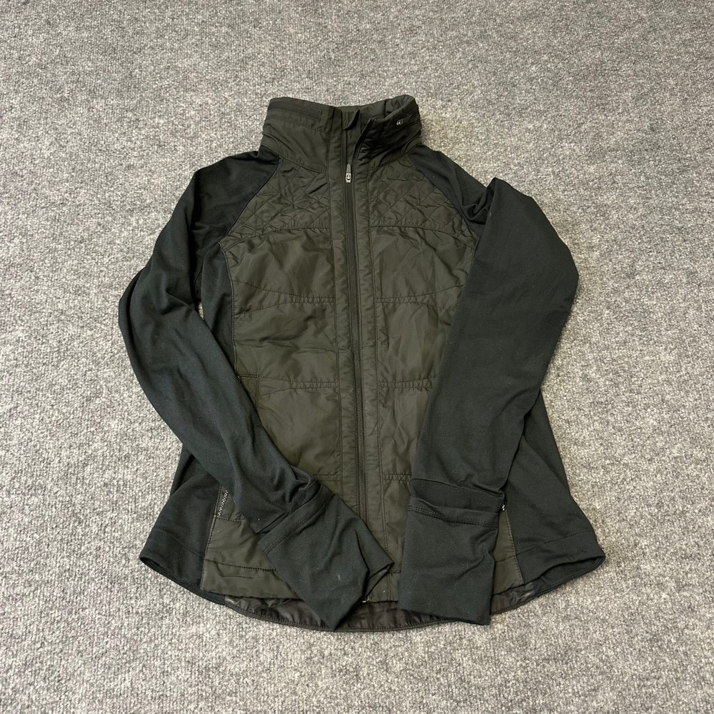 Prana Jacket Womens Size S Black Quilted Hybrid Full Zip Athletic Thumbholes